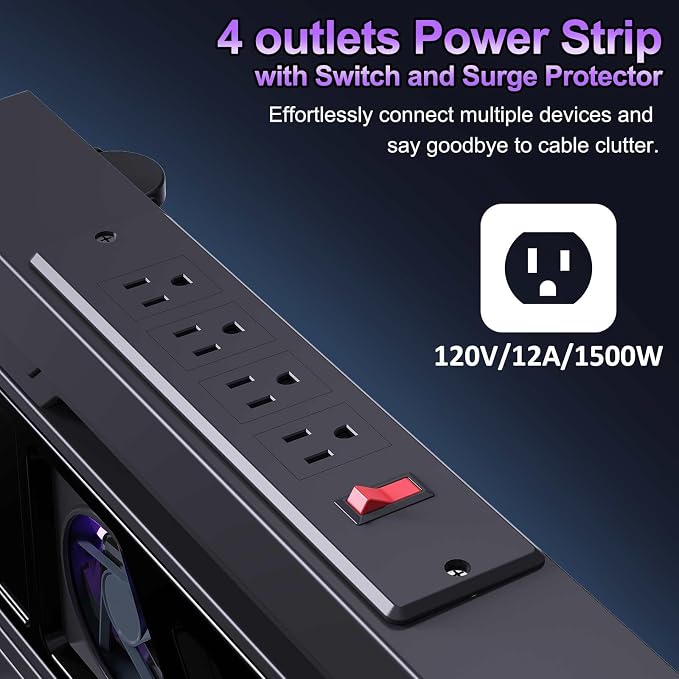 Adjustable PC Tower Stand with Cooling Fans, Outlet, Fits Most PC - Image 4