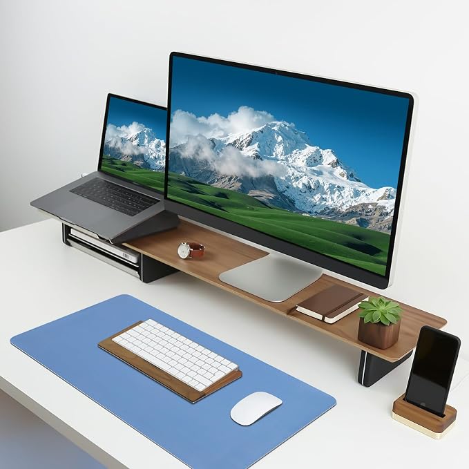 Leather Desk Pad Mat, Blue Desk Mat, 23.6" x 13.7" | Non-slip and Waterproof Computer Mat, Desk Protector for Office/Home, Desk Accessories - Image 4