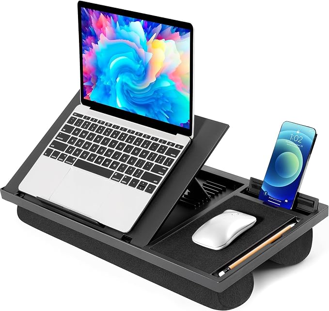 LORYERGO Laptop Lap Desk with 8 Angles – Up to 15.6" Laptop, Black - Image 7