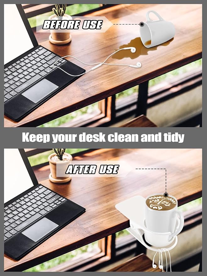 1PCS Clip on Drink Holder for Beach Chair, Desk Cup Holder with Groove - Image 4