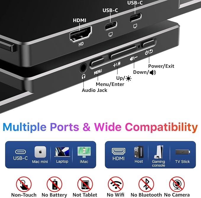 kksmart Portable Monitor for Laptop MacBook Surface PC Xbox PS5, Travel Monitor Second Screen for Laptop, HDMI USB-C VESA Compatible Built-in Speaker, 17.3 - Image 6