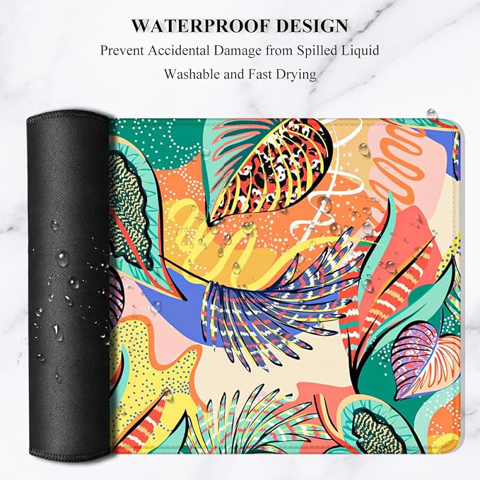 Auhoahsil Desk Mouse Pad, Large Gaming Mousepad, XXL Desk Pad, Extended Long Superior Micro-Weave Cloth Non-Slip Rubber Big Computer Mouse Mat for Gamer, Office & Home, 35" x 15", Tropical Leaves - Image 6