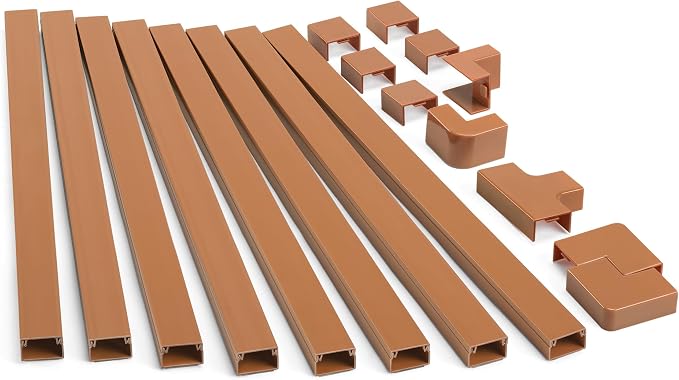 126in Cord Hider Kit, TV Wire Covers for Wall, Paintable Cable Management Kit, Cable Cover for Mounted TV, Hide Wires Along Wall, Brown Cord Cover, 8xL15.7in W0.95in H0.55in by ZhiYo