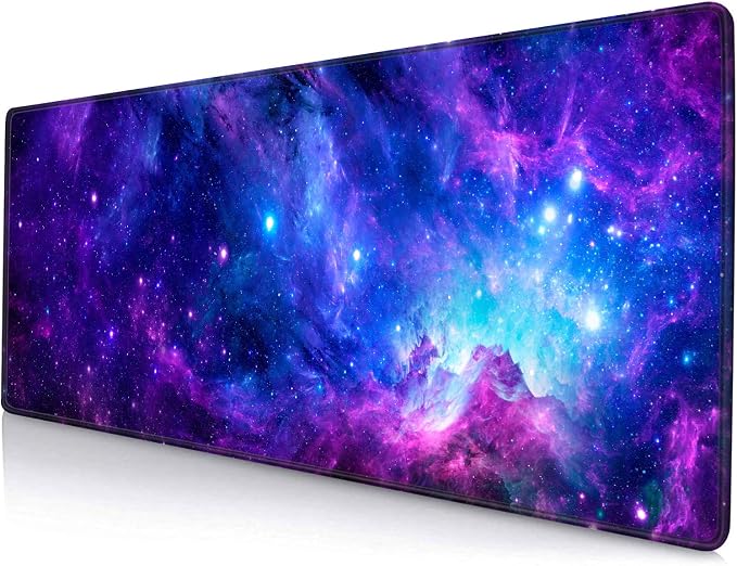 Gaming Large Mouse Pad with Stitched Edges, Purple Galaxy Desk Mat, Extended Keyboard Pad, Non-Slip Rubber Base Desk Pad for Keyboard and Mouse, 31.5X11.8 inch by SANWUMIAN