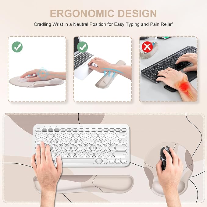 iCasso Brown Art Mouse Mat 35.4"x15.7", Computer Mat for Workspace - Image 3