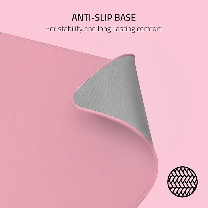 Razer Strider Hybrid Mouse Mat with a Soft Base & Smooth Glide, Pink | Firm Gliding Surface, Anti-Slip Base, Rollable & Portable, Anti-Fraying Stitched Edges, Water-Resistant, Large - Image 3