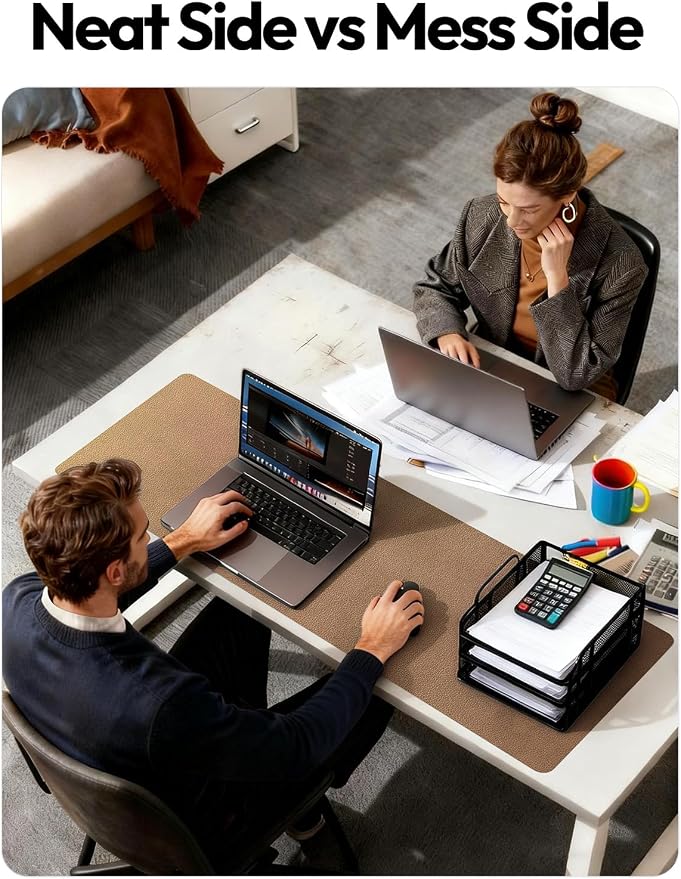 YSAGi Leather Desk Protector, Office Mat, Large Mouse Mat, Non-Slip PU Leather Blotter, Laptop Desk, Waterproof Writing Pad for Office and Home (Shiny Bronze, 35.4" x 17") - Image 6