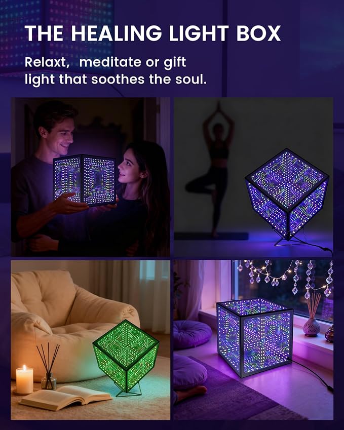 Infinity Mirror Hyper Cube LED Light, RGB Gaming Room Decor, 8Inches - Image 7