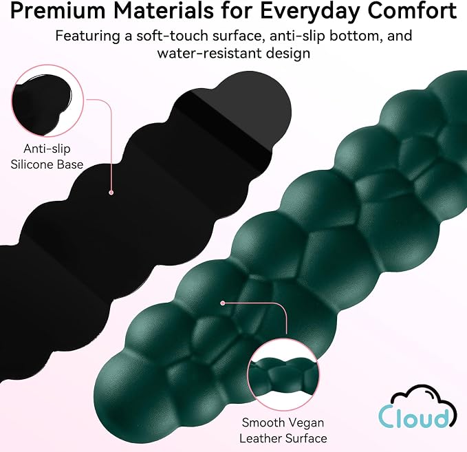 Sushret Cloud Wrist Rest for Computer Keyboard and Mouse Pad Set,Dark Green | Memory Foam, Leather, 4-in-1 Cloud Keyboard Wrist Rest Set with Ergonomic Support for Arm and Palm Cushion, Gaming/Work Setup - Image 6