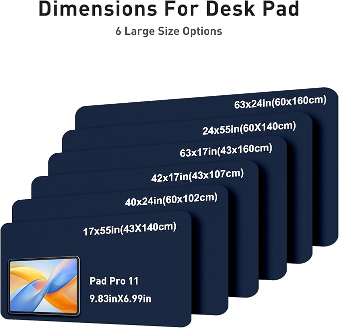 Aothia Faux Leather Desk Mat - Large Mouse Pad, Non-Slip PU Leather Blotter, Waterproof Writing Surface for Office and Home (Dark Blue, 42" x 17") - Image 5