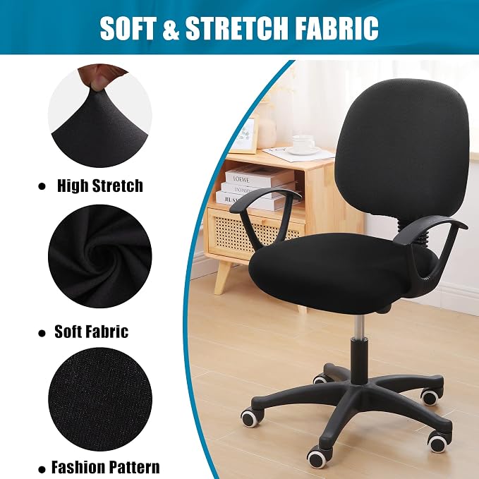 Smiry Stretch Printed Office Computer Desk Chair Seat Covers | Stretch Fit, Soft Fabric Universal Rotating Chair Cover, Washable Removable, Anti-Dust Seat Cushion Protector - Image 6