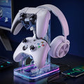 Luckit Gaming Headphones Stand, RGB Headset Stand with 2 USB Charging Ports, Dual Controller Holder with Light Modes, Earphone Hanger Accessories for Desktop Gamer by Luckit