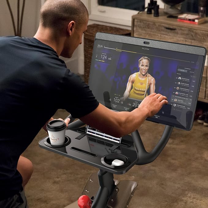 Desk Attachment for Peloton Bike+（Not Bike）, Tray Holder for Phone, Cup, Tablet, Ergonomic Platform Tray（Black） - Image 7