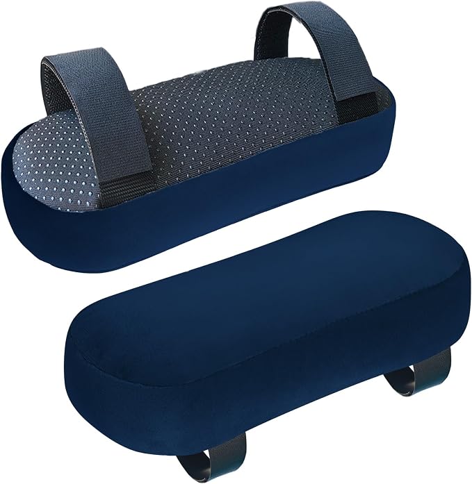 WdFour 2-Pack Non-Slip Armrest Pads for Office & Gaming Chairs - Ergonomic Forearm Support Pillow for Desk, Computer & Wheelchair, Pressure Relief Cushions (Navy Blue) by Wdfour