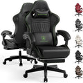 GTPLAYER ACE-PRO Music Gaming Chairs – Built-in Speakers, App Support & Bluetooth Control, Computer Game Chairs with Footrest for Adults, Ergonomic, Reclining, Linkage Armrest, Black & Green Stitch by GTPLAYER