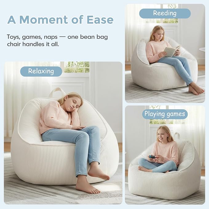 HUGHEAVEN Large Bean Bag Chairs for Kids, Bean Bag Chairs for Kids 8-12 | Comfy Bean Bag Sofa with Back Support, Big Bean Bag Couch & Chair for Bedroom, Floor Sofa for Relaxing and Reading - Image 5