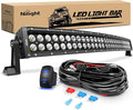 Nilight - ZH410 32Inch 180W Curved LED Light Bar Work Light Spot Flood Combo Offroad Driving Lights with 16AWG Wiring Harness Kit， 2 Year Warranty by Nilight