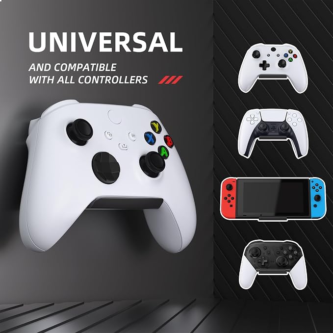 PlayVital 4 Pack FOLD Controller Holder Wall Mount for ps5 ps4 Xbox Switch 2 Pro Headset, Universal Gaming Acessories Controller Organizer Headphone Stand - Foldable Anti-slip Strong Adhesive, Black - Image 2