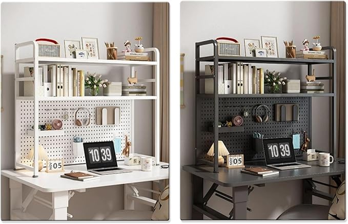 Pegboard for Desk Stand, Desks Organizer with Peg Board, Table Gaming Home Work Desk Extender Storage Rack, for Bedroom, Study, Kitchen, Office, White, 95 * 68cm/37.5 * 27in - Image 7