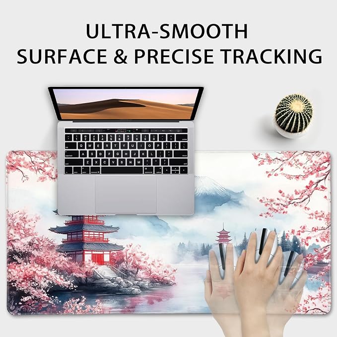 Japanese Cherry Blossom Large Gaming Mouse Pad Desk Mat 31.5x15.7 | Extended Mousepad, Non-Slip Rubber Base , Stitched Edges, for Computer/Laptop/Office/Home - Image 5