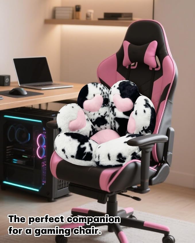 MOONBEEKI Cat Paw Cushion Chair Comfy Kawaii Plush Seat Cushions | Chair Cushion Pillow for Gamer 28"x 24" Cozy Floor Cute Girl Worker Gift, Dining Room Bedroom Decorate, Milk cow - Image 2