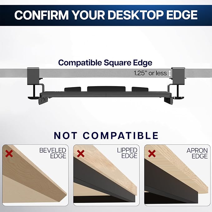 VIVO Small Clamp-on Computer Keyboard and Mouse Under Desk Slider Tray, 20 x 11 inch Pull Out Platform Drawer, Light Wood, MOUNT-KB05ES-A - Image 8