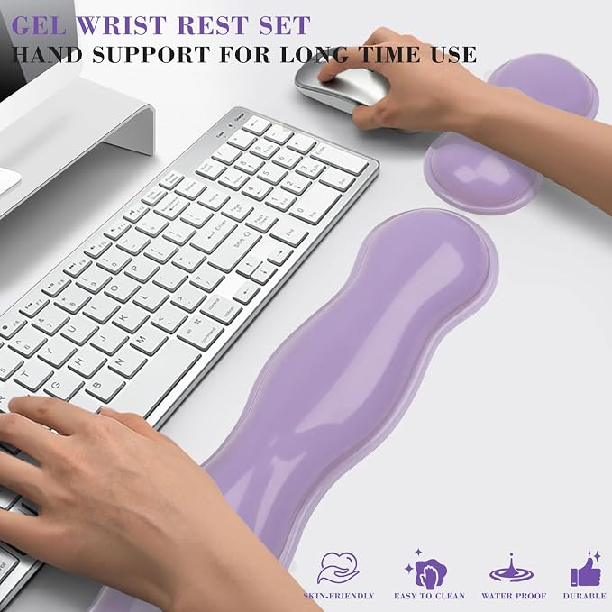 Gel Wrist Rest for Keyboard and Mouse, Wrist Rest for Keyboard, Mouse Wrist Support, Pain Relief, Cool Touch, Non-Skid, Keyboard and Mouse Wrist pad Set - Image 6