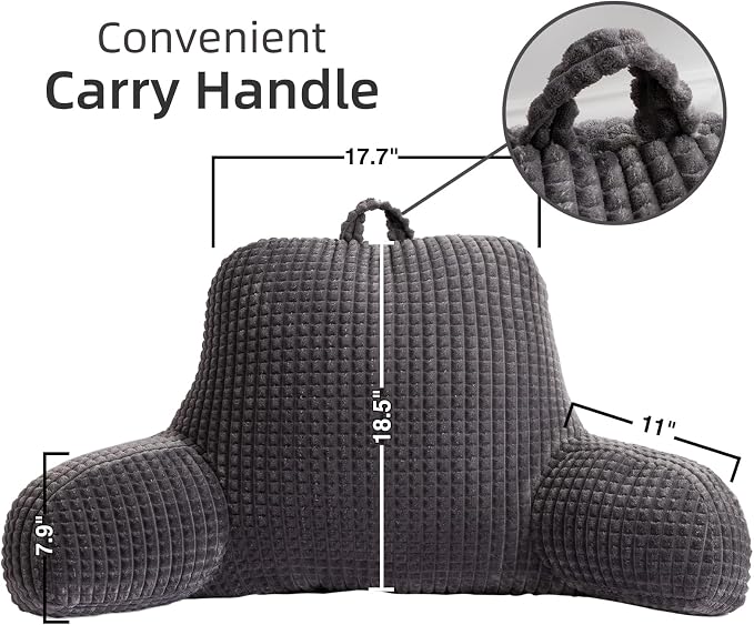A Nice Night Darkgrey 18.5" Bed Wedge Pillows with Arms for Sitting - Image 2