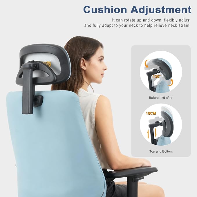 Symino Office Chair Ergonomic with 109° Rocking Function, Premium PU Leather, Integrated Lumbar Support, Adjustable Headrest & Armrests, Swivel Desk Chair - Image 8