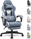 N-GEN GAMING Gaming Chair, Reclining Backrest, Footrest, Fabric, Blue | Ergonomic Design with Reclining Backrest, Linkage Armrests and High-Density Foam, Comfy Seating for Computer or Home Office by N-GENGAMING