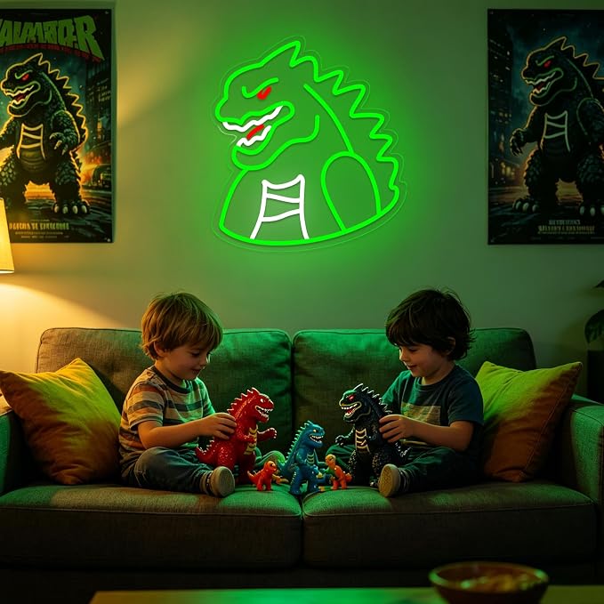 Monster Neon Sign Lights for Wall Decor, Dinosaur LED Sign for Room and Man Cave Decor, Dimmable Powered LED Signs for Boys Bedroom, Party, Birthday, Christmas Gift - Image 5