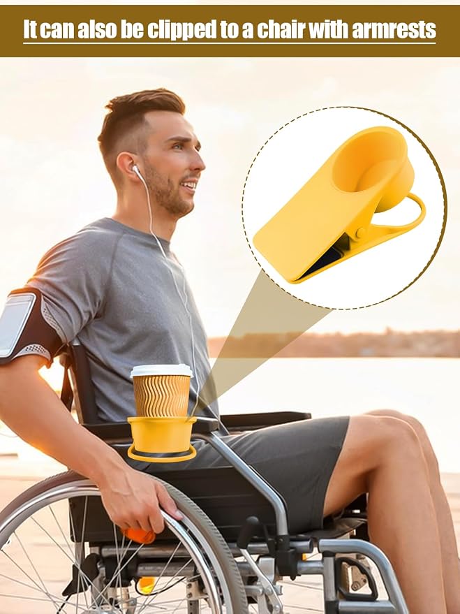 2PCS Clip on Cup Holder for Chair, Kalolary Desk Drink Holder Clamp, Yellow - Image 5