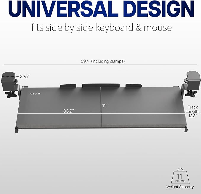 VIVO Vintage Brown Large 34 x 11 in Under Desk Keyboard Tray, MOUNT-KB15EN - Image 3
