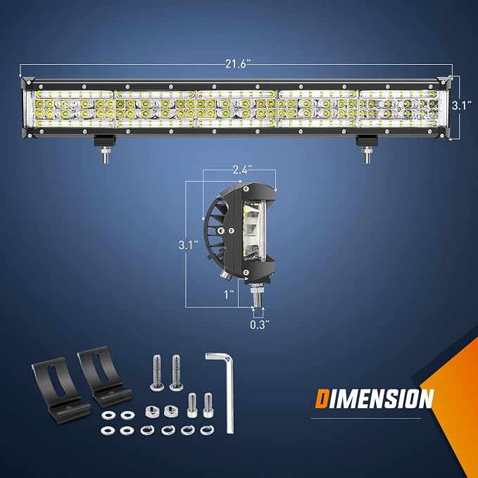 Nilight Side Shooter LED Light 1PC 22" with Wiring Kit for Truck SUV UTV - Image 2