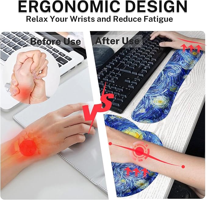Britimes Ergonomic Mouse Pad Set with Wrist Rest, Abstract Night Sky - Image 6