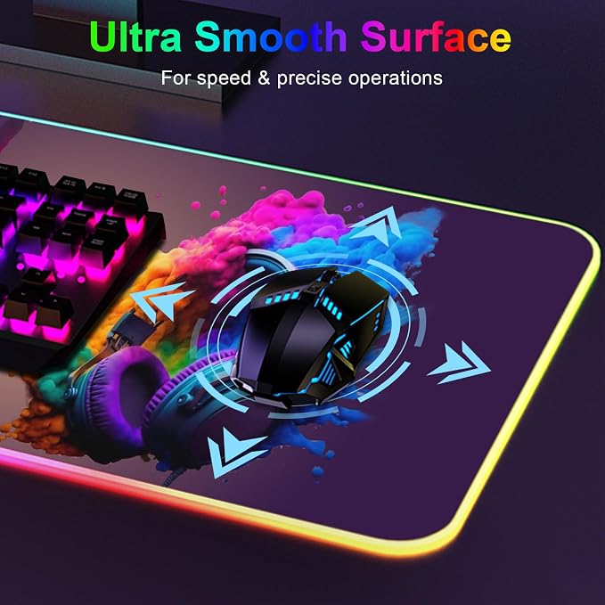 RGB Mouse Pad, Gaming Mousepad with 13 LED Light Modes | 31.5X11.8inch Large Mouse Mat, Gaming Mats for Desk with Non-Slip Rubber Base - Image 5
