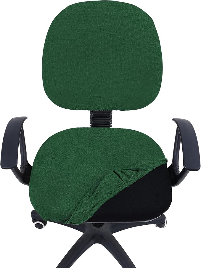 Smiry Office Computer Chair Covers for Desk Rotating Chair Protector | Stretch Jacquard Removable Washable Universal Slipcovers, Seat + Backrest Cover, Emerald Green - Image 4