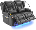 Redlife Power Loveseat Recliner Sofa with Blue LED Base Lights by Redlife