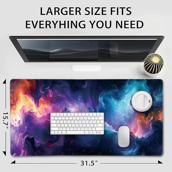Galaxy Large Gaming Mouse Pad Desk Mat 31.5"x15.7" | Extended Mousepad, Non-Slip Rubber Base , Stitched Edges, for Computer/Laptop/Office/Home - Image 4