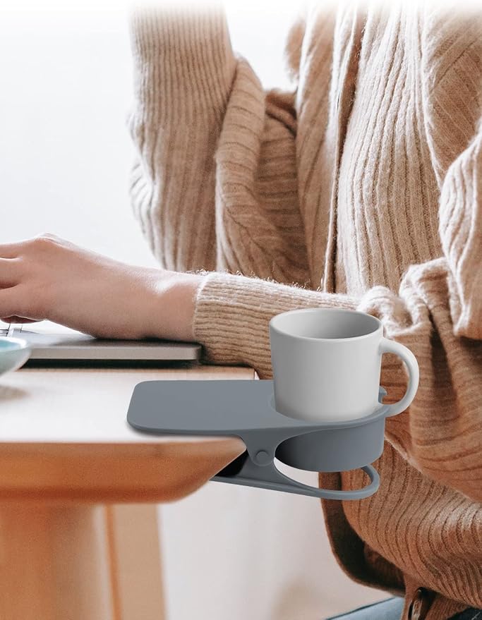 1PCS Clip on Drink Holder for Beach Chair, Desk Cup Holder with Groove - Image 4