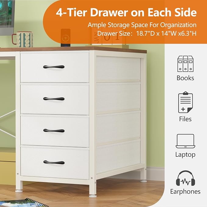 95" 2 Person Desk with 8 Fabric Drawers for Home Office, Living Room - Image 7