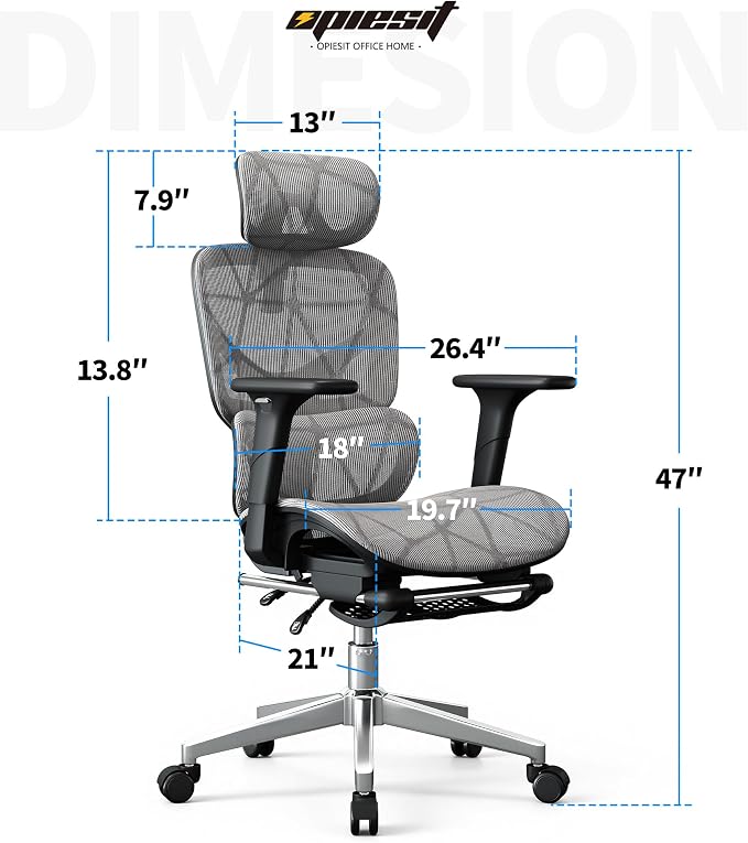 Mesh Office Chair,Ergonomic Computer Chair,Adjustable Lumbar High Back Desk Chair 400lbs,4D Adjustable Armrests & Removable Headrest,Breathable Mesh Chair for Adults,Home Gaming & Workplace(Gray) - Image 3