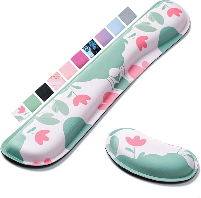 Keyboard Wrist Rest,Ergonomic Wrist Support for Keyboard,Flowers Style | Computer Wrist Rest,Superfine Fabric and Gel Memory Foam Wrist Pad,Easy Typing&Pain Relief,Suitable for Office,Family by Hoewina