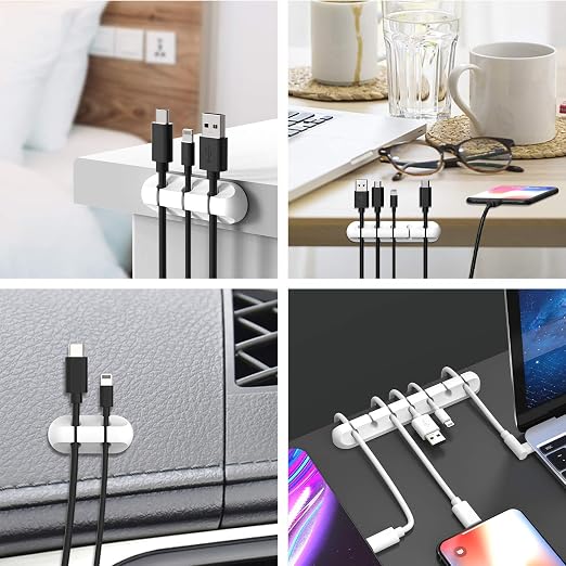 INCHOR Cord Organizer for Desk, White Cable Organizer Cable Clips 2 Pack - Image 7