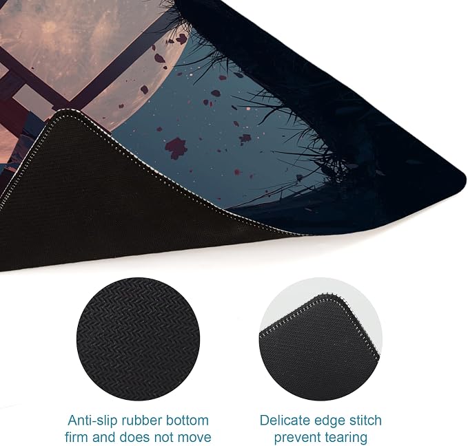 Japanese Samurai Gaming Mouse Pad, Desk Mat, Large Mousepad with Non-Slip Rubber Base XL Extended, Big Keyboard Mat Office&Home, Gamers, 31.5x11.8in, Cherry Blossom - Image 5