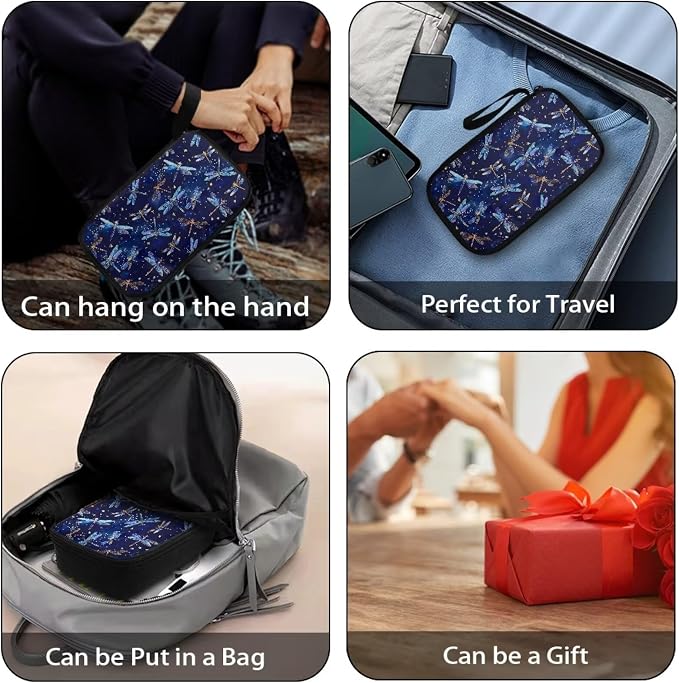 Galaxy Dragonfly Print Cable Organiser Bag, Electronic Accessories Bag for Travel, Waterproof Cord Storage Organizer for Hard Drives, Cables, Chargers, Power Bank - Image 6