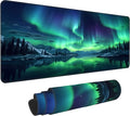Green Aurora Desk Mat, XL 31.5"x11.8" Large Mouse Pad, Aesthetic Extended Gaming Mouse Mat,Non-Slip Rubber Base Waterproof with Stitched Edges for Gaming Office Home Decor by Unknown