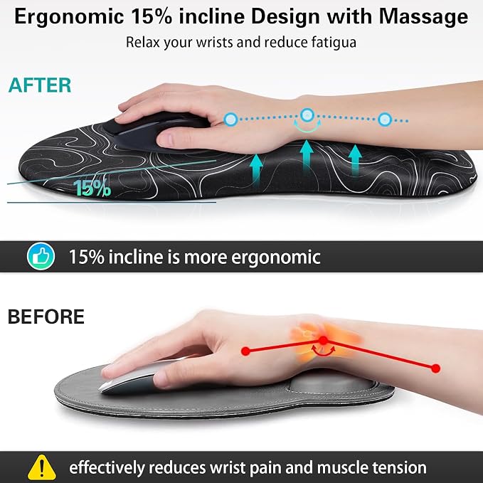 Canjoy Mouse Pad with Wrist Rest, Ergonomic Wrist Support with Massage - Image 3