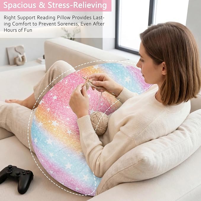Crafting Pillow for Crocheting, Crochet Pillow for Lap Support, 12 Fun Print Styles, Ergonomic Arm Support, For Bed, Floor, Chair Comfort, Pain Relief and Fatigue for Gaming and Woking (Rainbow) - Image 4