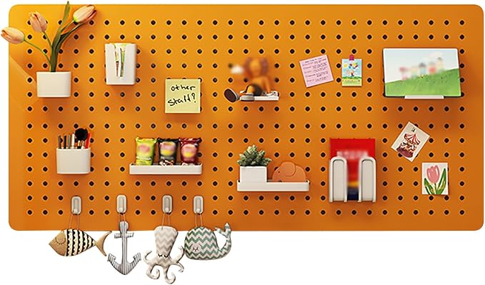 Pegboard, Desk Wall Organizer, Pegboard Stand, Wall Organizer Combination Kit, Wall Mounted Pegboard for Home, Gaming Room, Garage(Orange,40 * 40cm) by Unknown